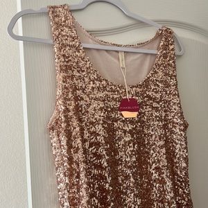 NWT Stunning Rose Gold Sequin PinkBlush Maternity dress!!